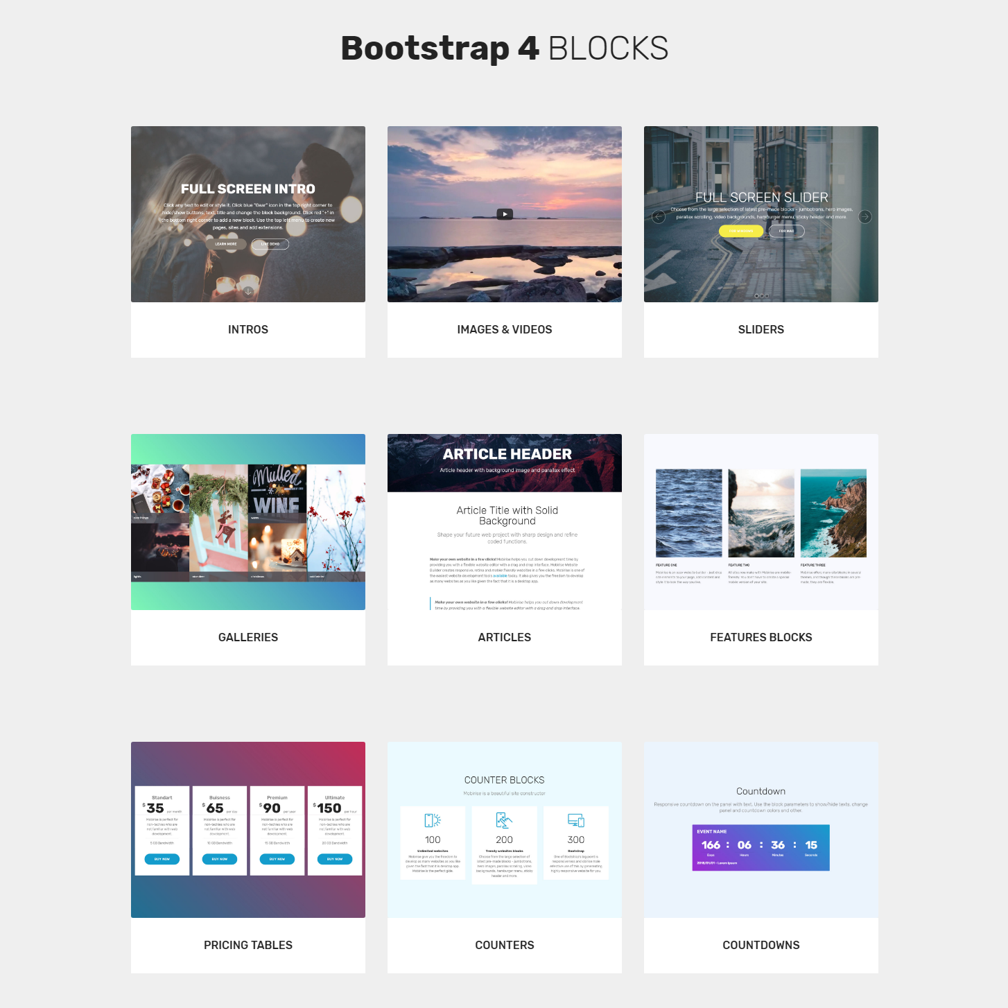 HTML Bootstrap Blocks Themes